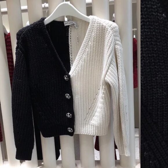 NWT Self-Portrait Two Tone Button-up Cardigan - Picture 8 of 10